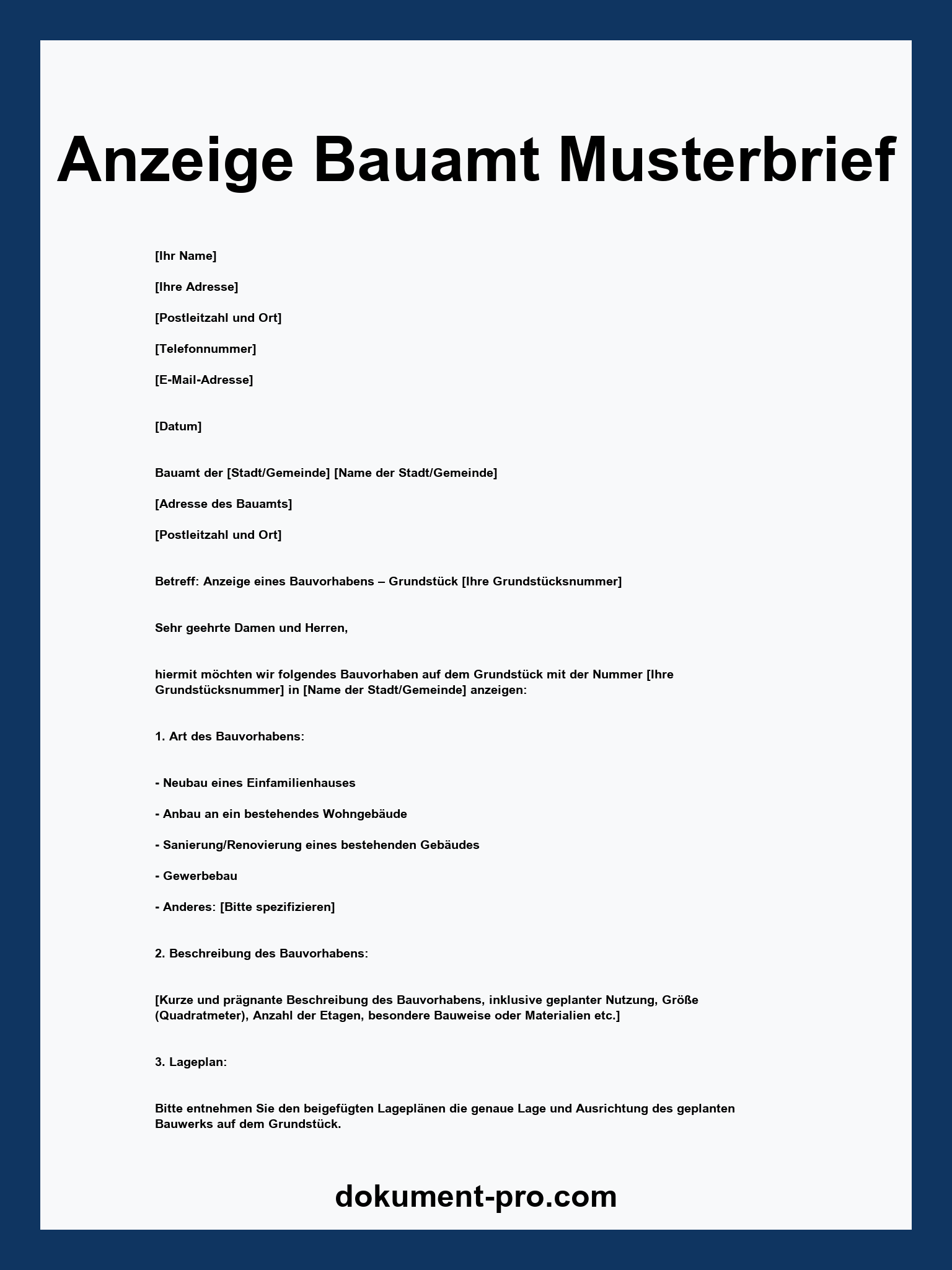 Anzeige Bauamt Musterbrief Kostenlos
