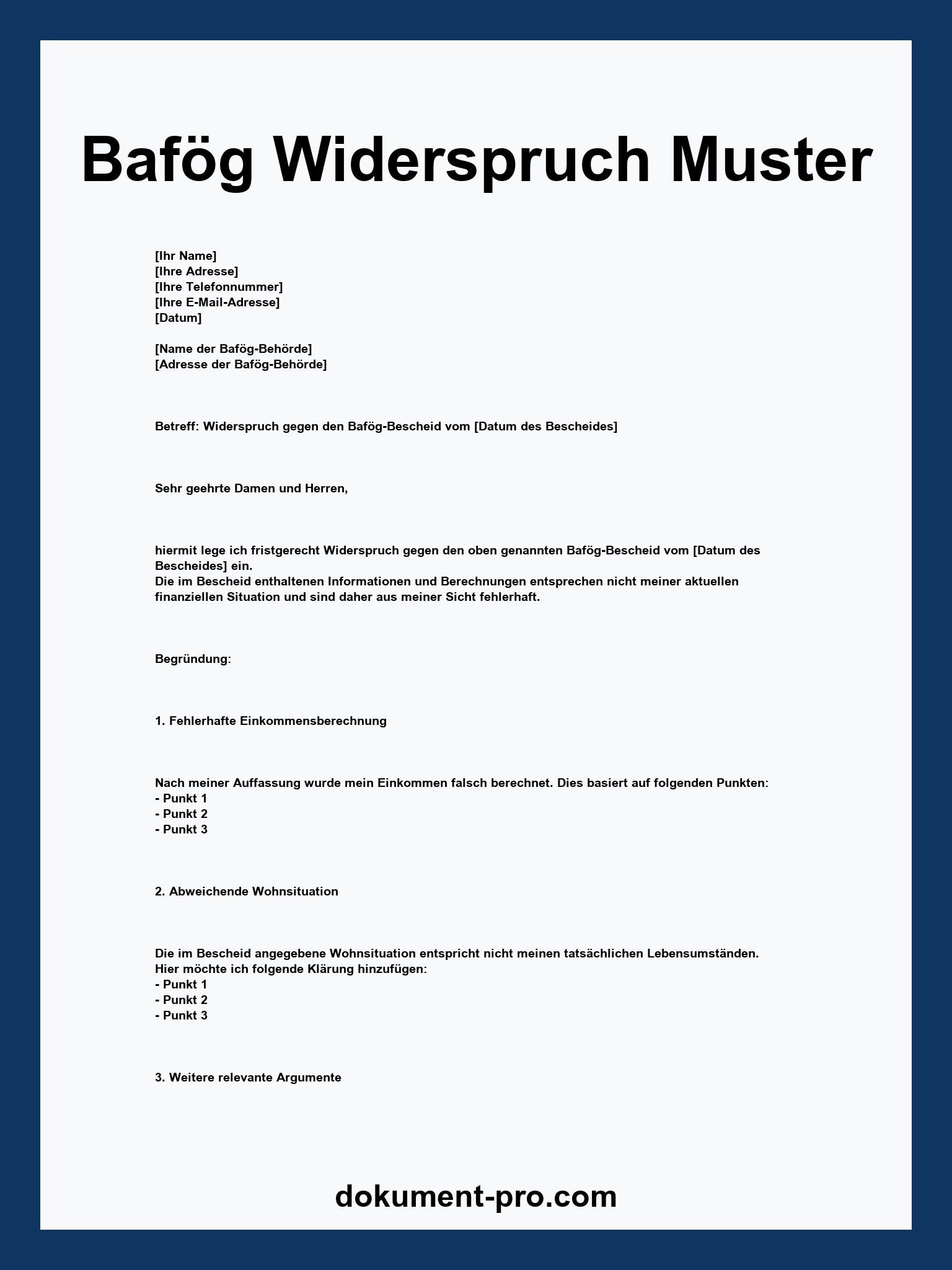 Bafög Widerspruch Muster