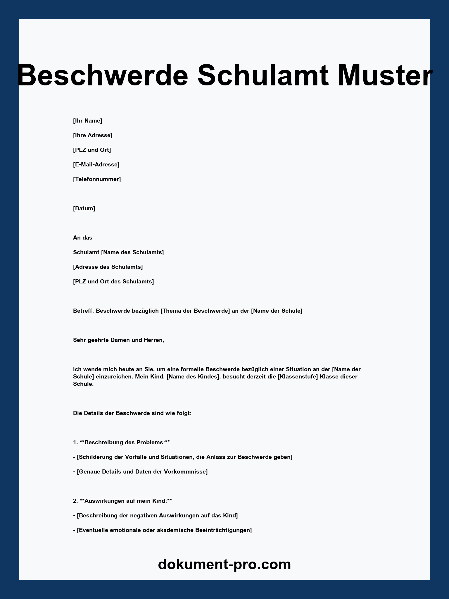 Beschwerde Schulamt Muster