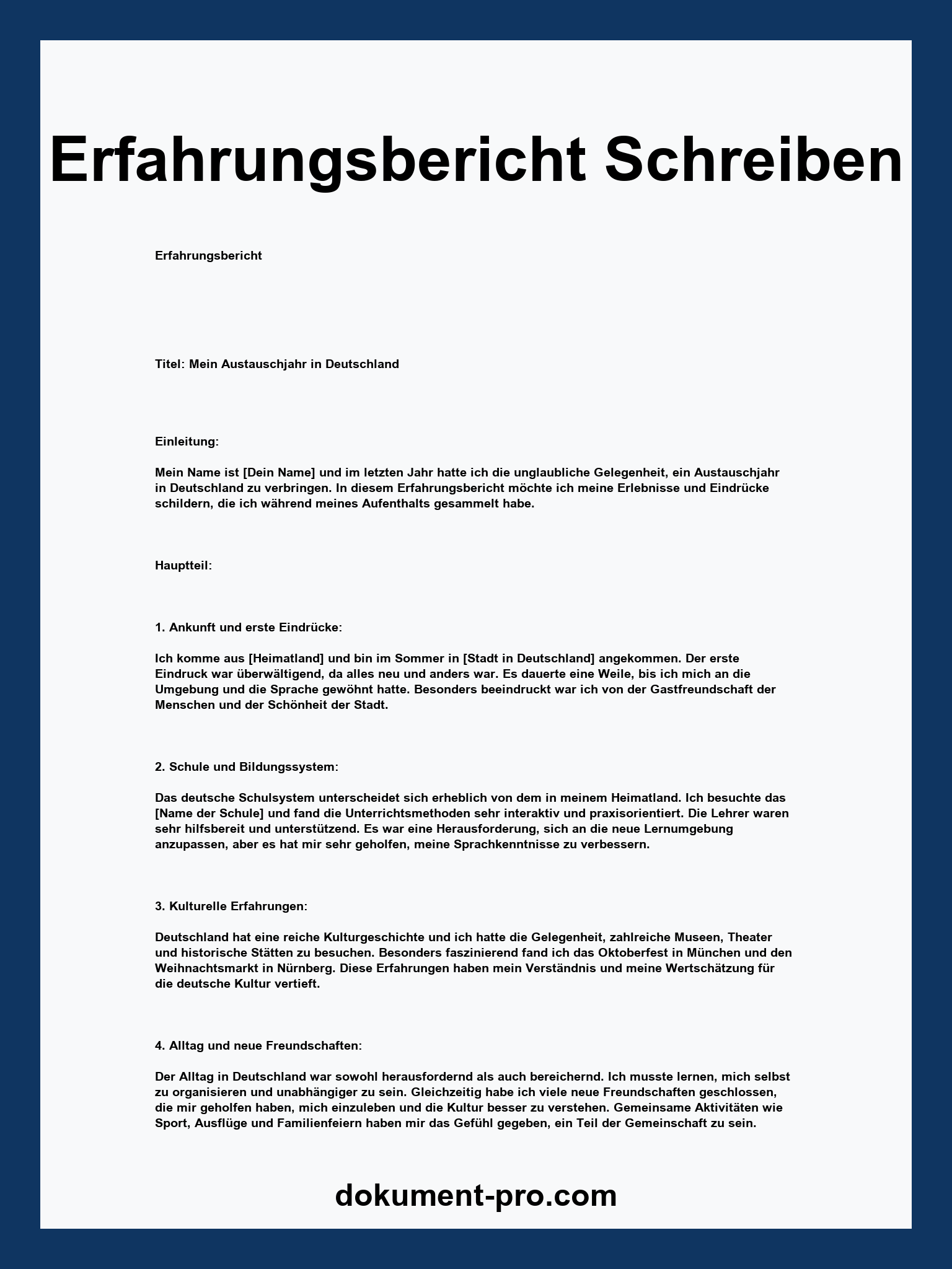 Erfahrungsbericht Schreiben