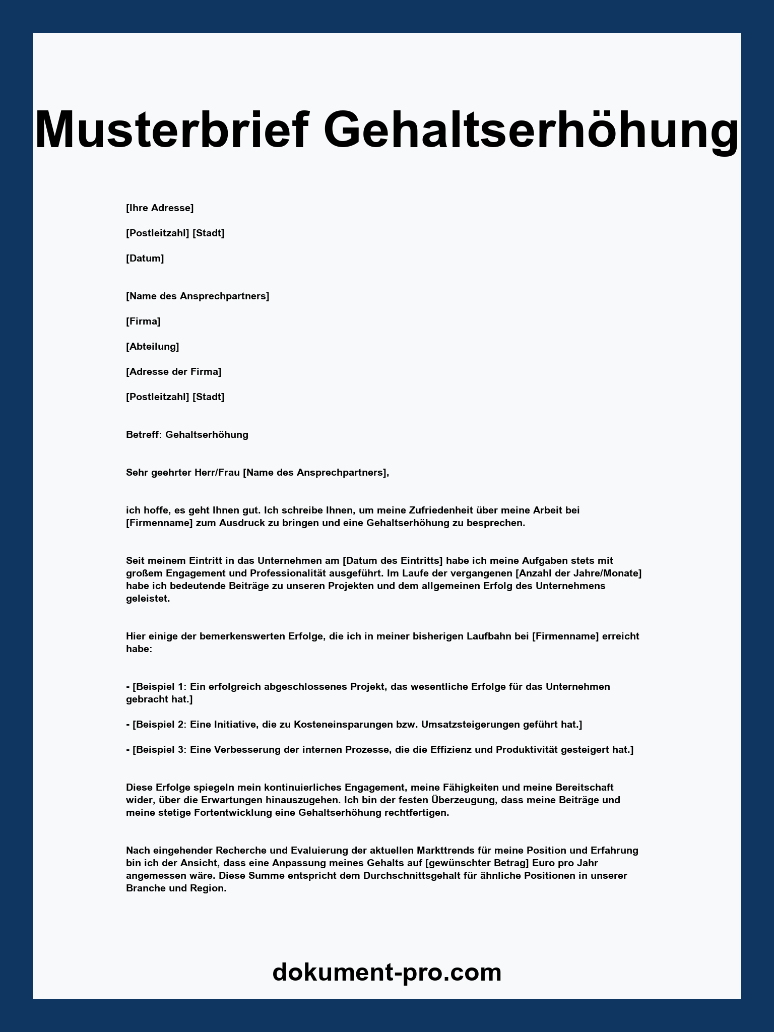 Musterbrief Gehaltserhöhung - PDF