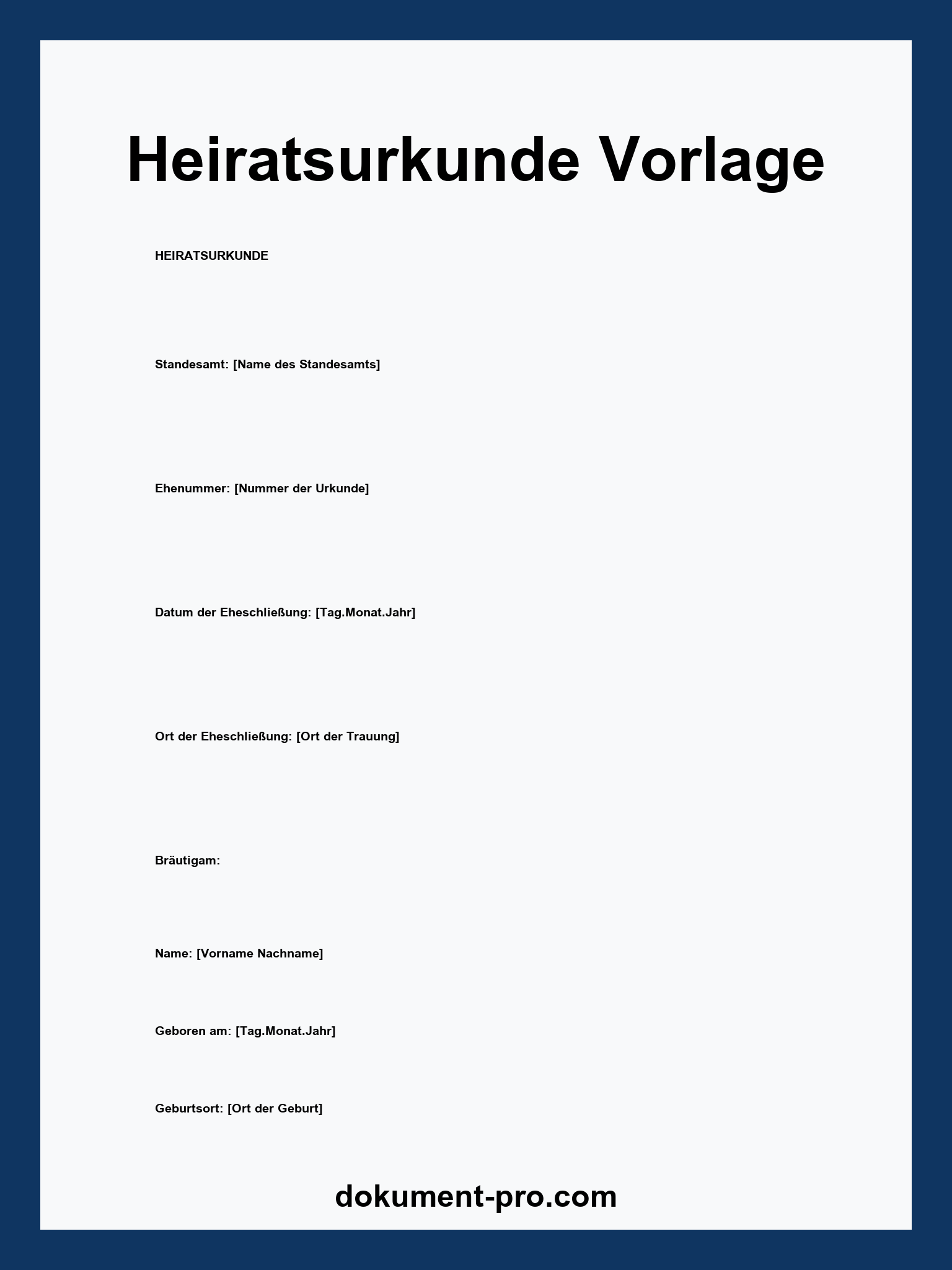 Heiratsurkunde Vorlage - WORD