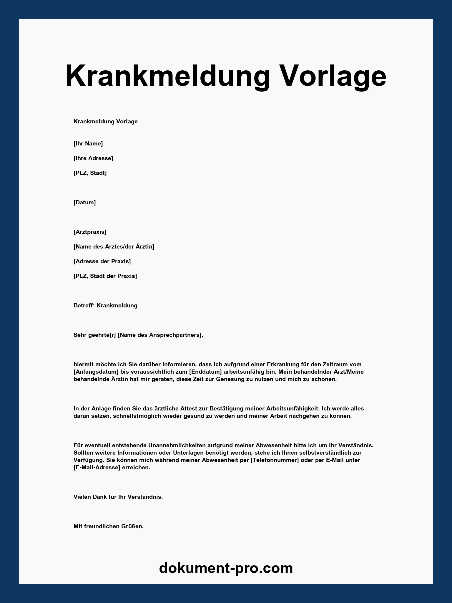 Krankmeldung Vorlage - WORD