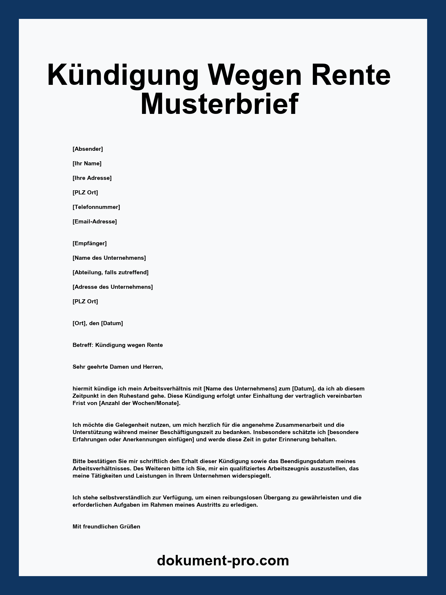 Kündigung Wegen Rente Musterbrief - PDF