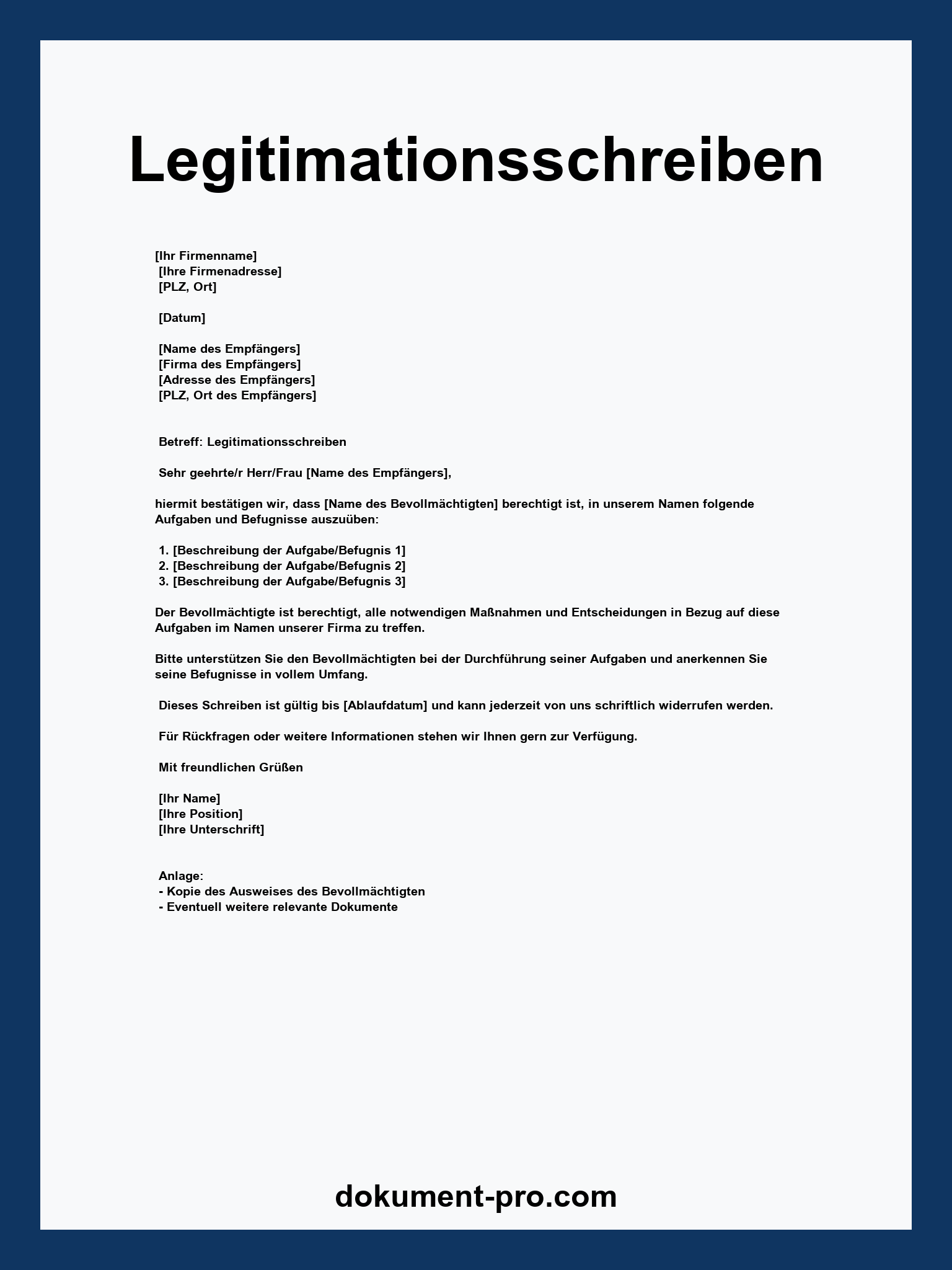 Legitimationsschreiben