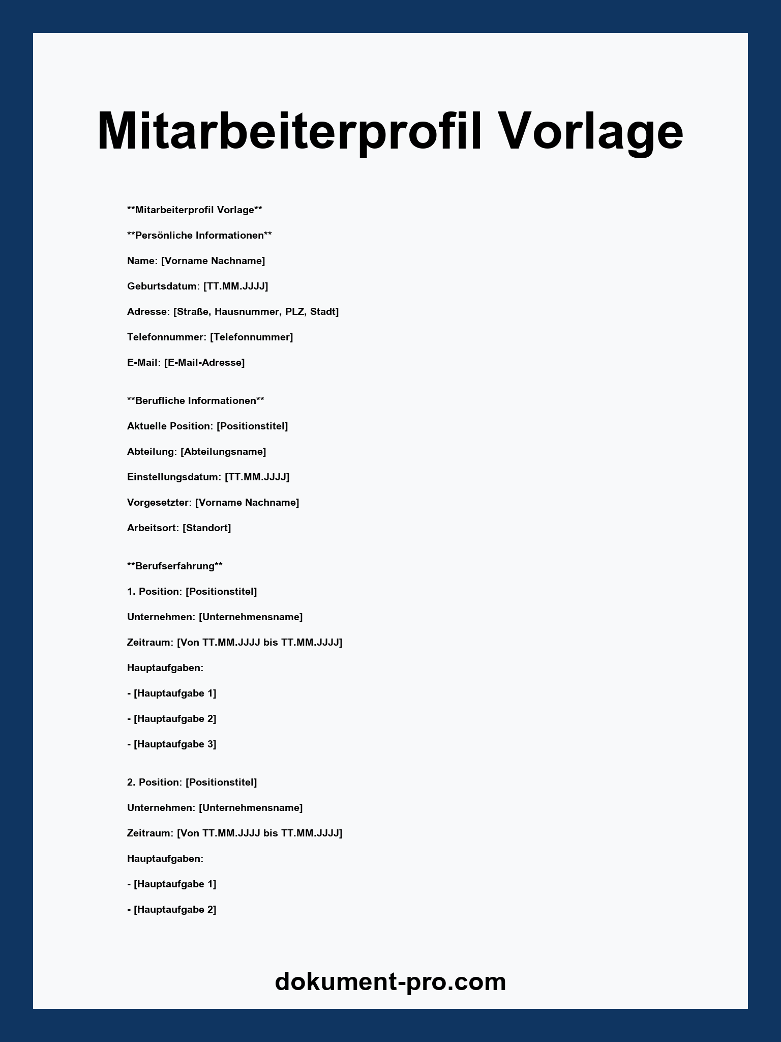 Mitarbeiterprofil Vorlage - WORD